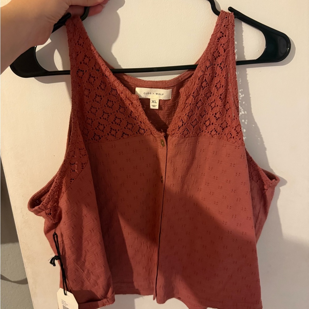 Elegant Lace Tank Top - Terracotta